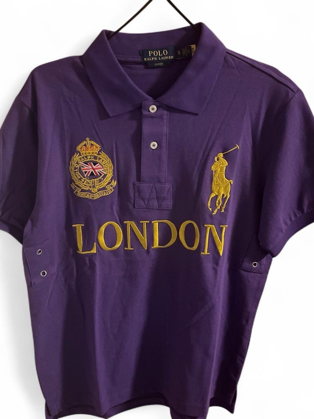 Polo by Ralph Lauren Purple Polo with Gold Embroidery - London Crest